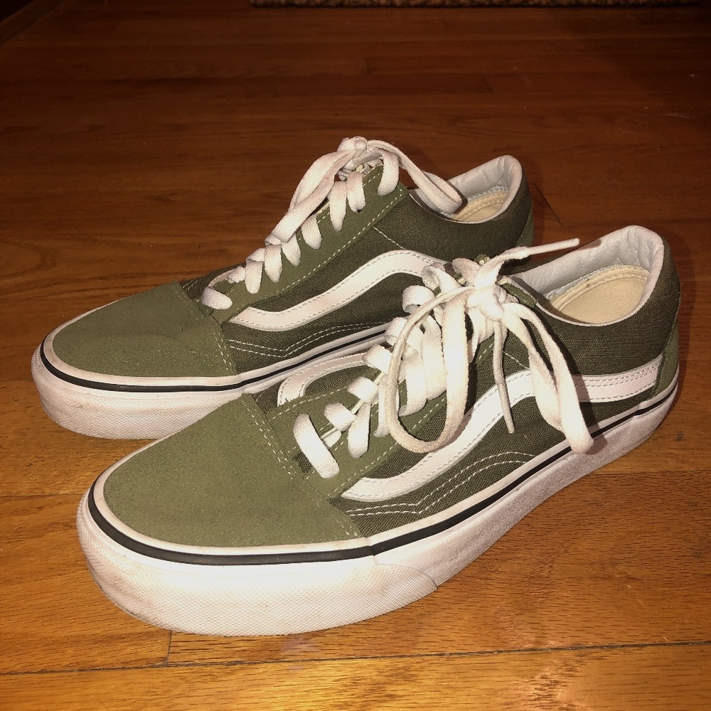Women's Olive Green Old Skool Vans, Size 8.5